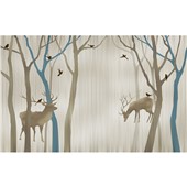 漫步麋鹿-北欧创意几何墙纸沙发现代简约墙布客厅电视背景墙定制壁画
