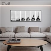 巴黎铁塔-快乐鱼现代简约北欧黑白风景客厅餐厅卧室装饰画