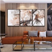 现代新中式抽象三联画泼墨画简约大气客厅沙发背景卧室背景书房装饰