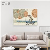 自行车小鸟-快乐鱼现代客厅卧室餐厅卧室装饰画简约装饰画